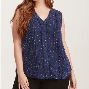 Torrid Sheer Vneck sleeveless button down top